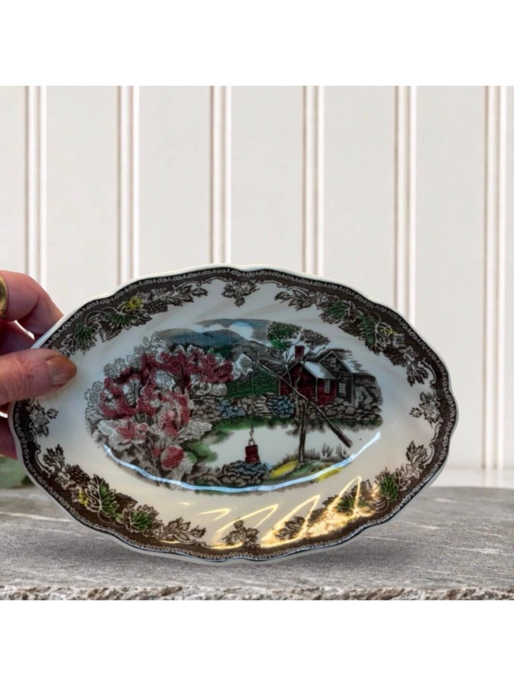 Johnson Bros The Friendly Village Gravy Boat W/ Underplate Made In England Vinta - Picture 5 of 8